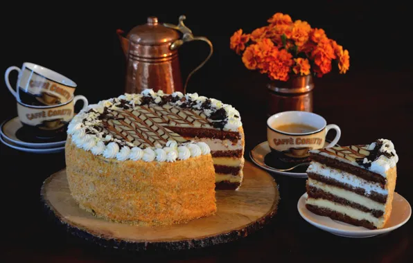 Cup, cake, cream, piece