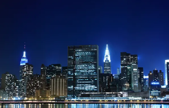Picture light, night, megapolis, New York, skyscrapers