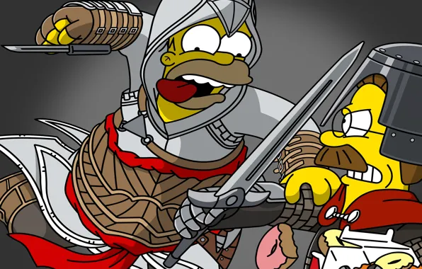 The simpsons, Homer, Art, Assassin's Creed, Homer Simpson, Ned Flanders