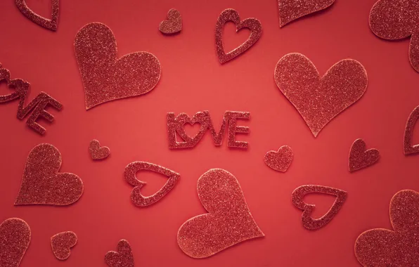 Love, holiday, the inscription, heart, Shine, heart, hearts, red