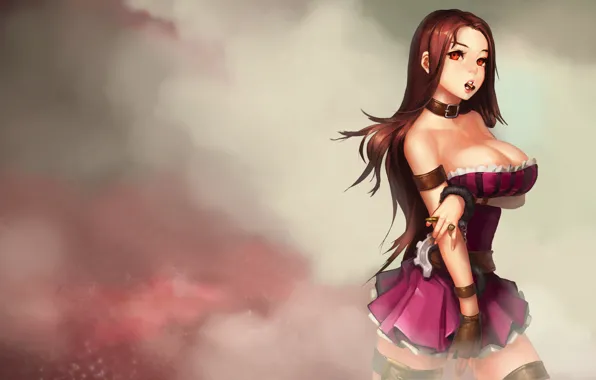 Picture chest, girl, smoke, art, league of legends, instant-ip, caitlyn