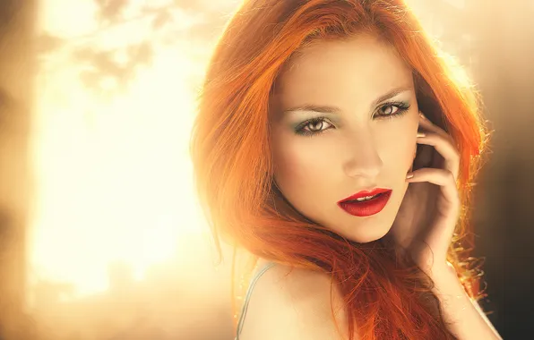 Look, girl, redhead, gray-eyed