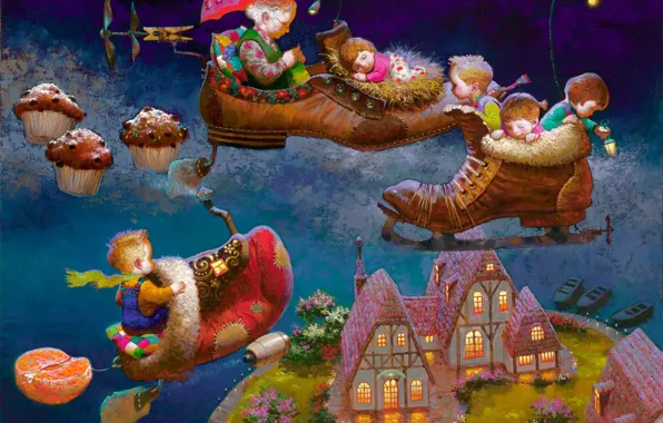 Wallpaper childhood, magic, lullaby, Victor Nizovtsev, grandpa&rsquo;s tales