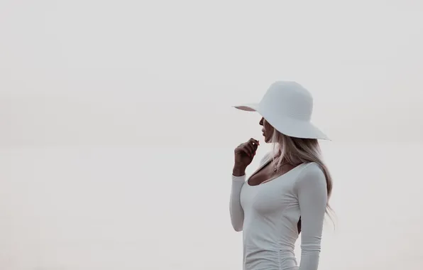 White, fashion, hat, white dress, elegance