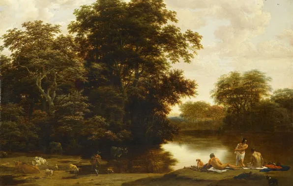 Picture nature, picture, Landscape with Bathers, Joris van der Hagen
