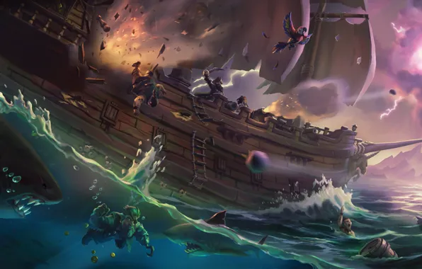 Sword, game, sea, pirate, hat, ken, blade, shark