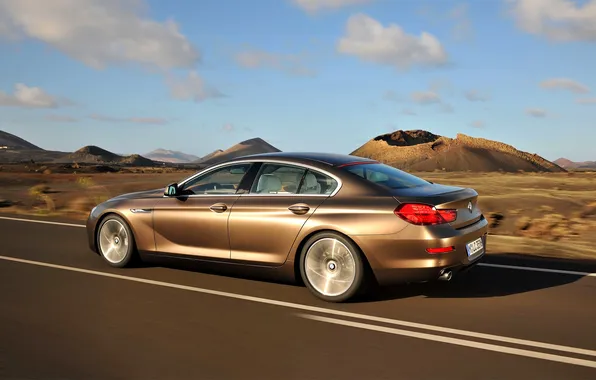 Picture The sky, Auto, Road, BMW, Boomer, Sedan, 6 series, Side view