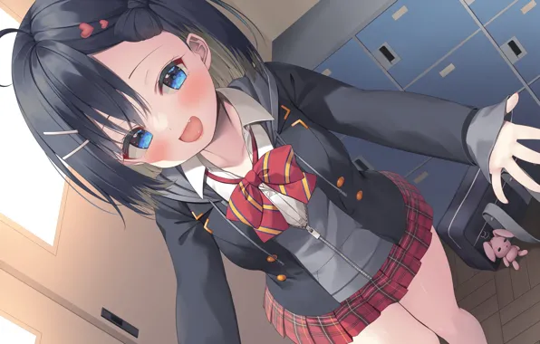 Smile, girl, form, lockers