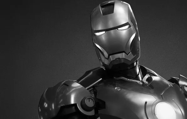 Black and white, steel, armor, iron man, marvel, comic, iron man, stark