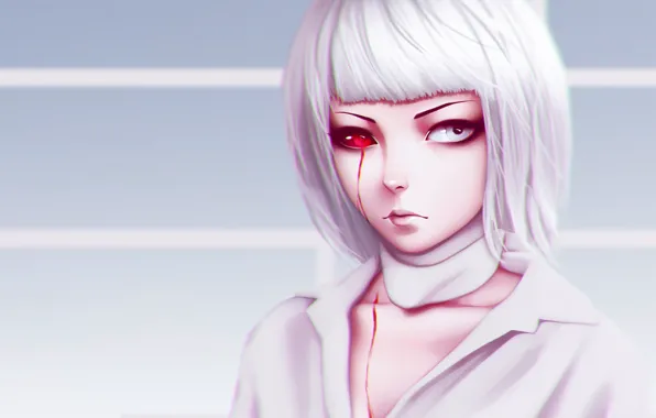 Girl, blood, monster, woman, anime, pretty, asian, manga