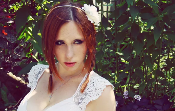 Eyes, girl, lips, freckles, red, Stephanie Van Rijn