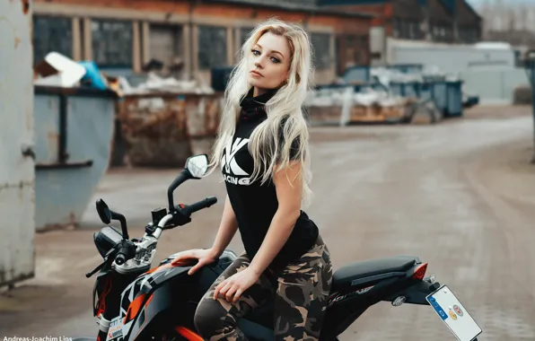 Look, girl, pose, blonde, motorcycle, Loba, Andreas-Joachim Lins