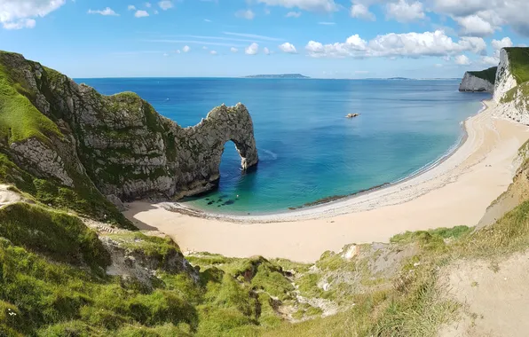 Beach, coast, blue, beautiful, calm, bay, coastline, cliff