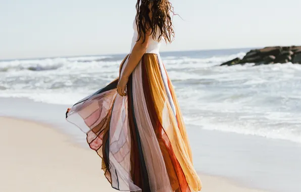 Picture sand, beach, girl, skirt