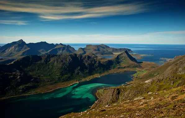 Picture sea, the sky, mountains, Bay