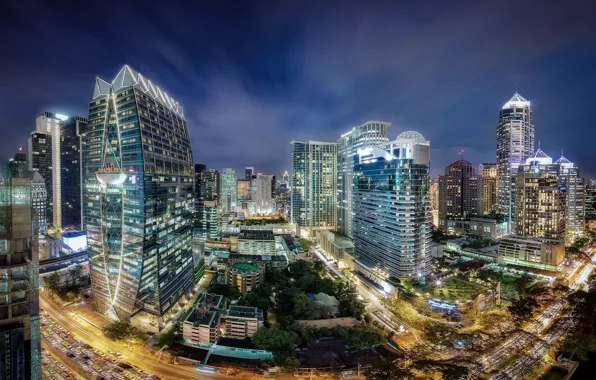 Road, the city, lighting, Thailand, Bangkok