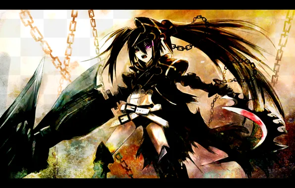 Art, chain, black rock shooter, art, insane black rock shooter, chain, brs