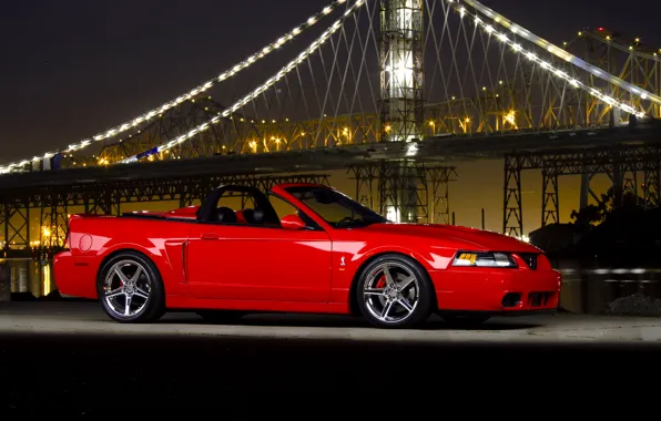 Picture night, bridge, ford mustang, cobra, Ford Mustang