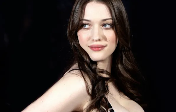Eyes, face, portrait, brunette, lips, bust, Kat Dennings