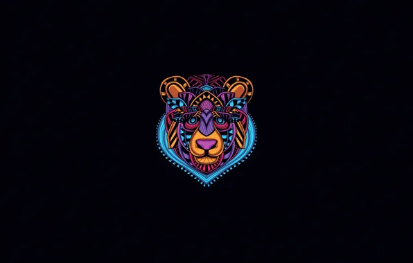 Minimalism, Neon, Style, Bear, Background, Art, Art, Abstract