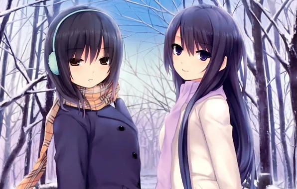 Picture winter, snow, Park, anime, girl, Girls and Panzer
