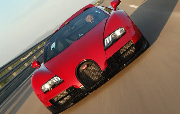 Red, Roadster, car, Bugatti Veyron, hypercar, Grand Sport, Vitesse