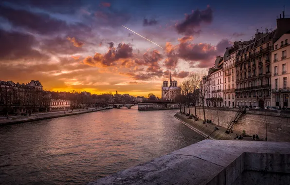 The city, river, France, Notre de Paris