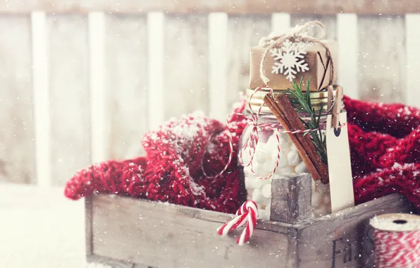 Winter, scarf, Bank, marshmallow, Valeria Maksakova