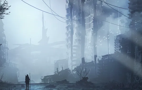 Figure, The city, People, Apocalypse, Landscape, Art, Landscapes, Digital Art