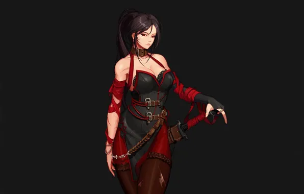 Look, Girl, sword, armor, cuts