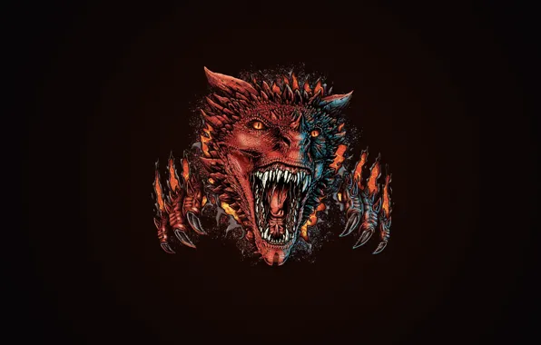 Minimalism, Being, Dragon, Monster, Style, Teeth, Mouth, Background