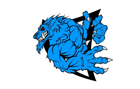 Blue, wolf, red eyes, blue, red eyes, wolf