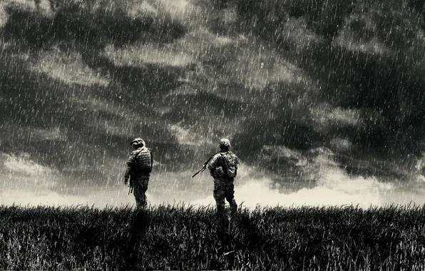 Clouds, rain, war, soldiers, rain, war, solger