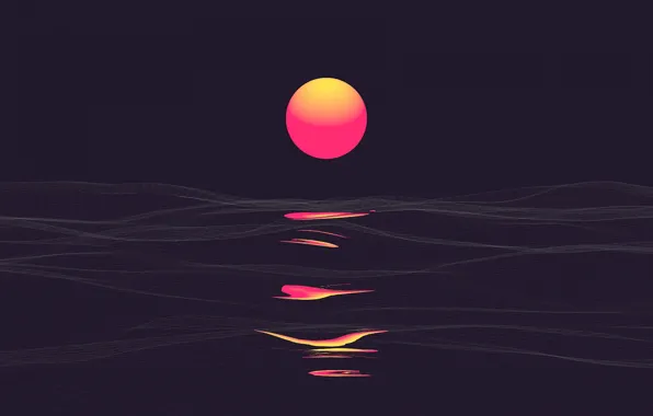 Picture sea, the sun, sunset, abstraction