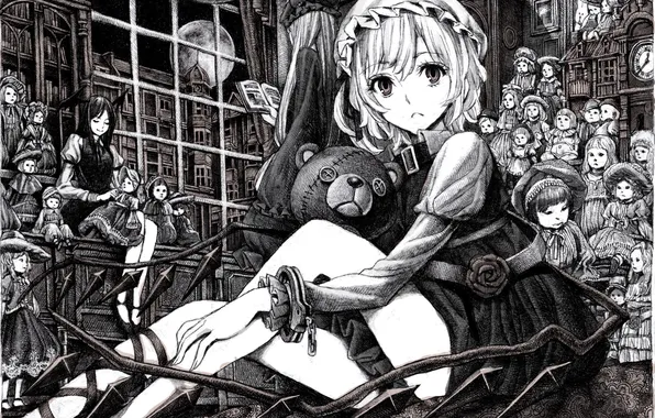 Picture girl, toy, figure, anime, bear, anime