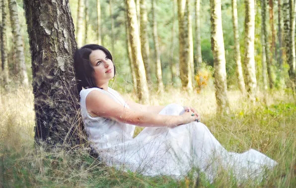 Picture forest, grass, girl, brunette