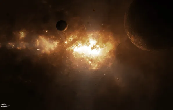 The explosion, nebula, planet, glow