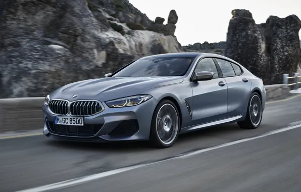 Movement, rocks, coupe, BMW, Gran Coupe, 8-Series, 2019, the four-door coupe