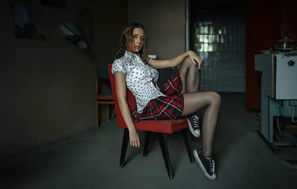 Skirt, blouse, legs, George Chernyadev, Kseniya Kokoreva, Kseniya