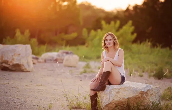 Picture summer, girl, shorts, boots