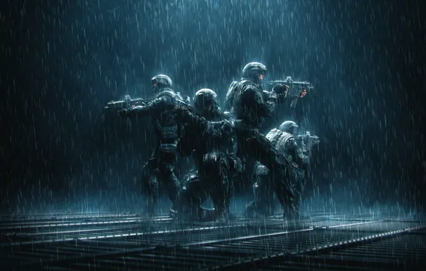 Special, Rain, Military, Illustration, Soldier, Characters, Forces, René Aigner