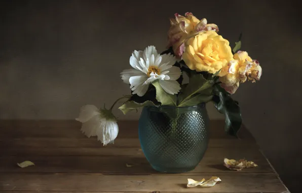 Roses, bouquet, vase