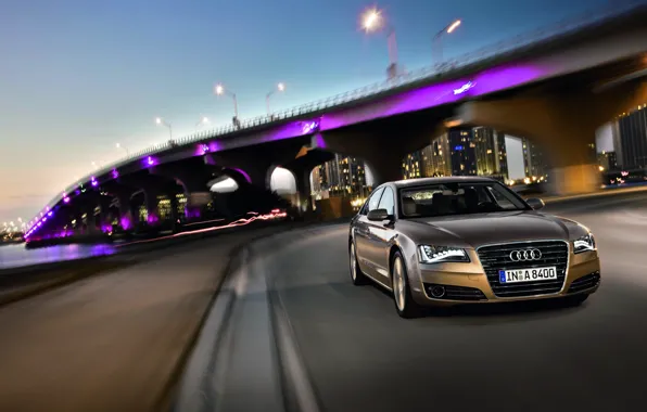 Audi, The evening, Bridge, The city, Machine, Before, Riding