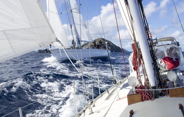 Sea, wave, race, sport, sails, team, regatta, racing yachts