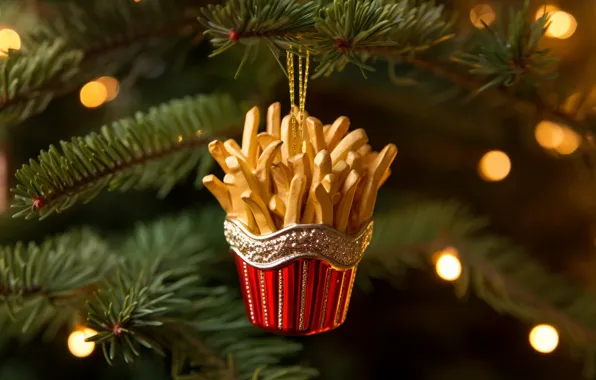 Branches, lights, holiday, toy, Christmas, New year, needles, Christmas decorations