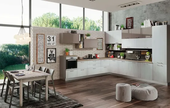 Style, Villa, interior, Italy, kitchen, dining room, dining area, Italian design