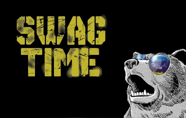 Picture bear, minimalism, glasses, time, swag, swag time
