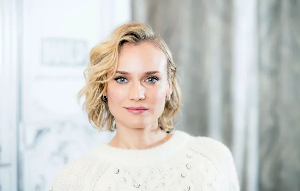 Picture look, girl, face, smile, makeup, actress, blonde, Diane Kruger