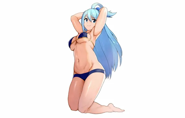 Girl, sexy, cleavage, long hair, boobs, anime, Aqua, beautiful