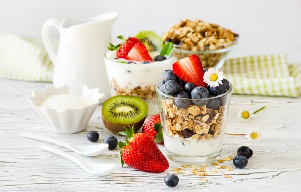 Wallpaper berries, muesli, Breakfast